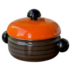 Brown & Orange Enamel Pot Carl Auböck III Riess, 1970s