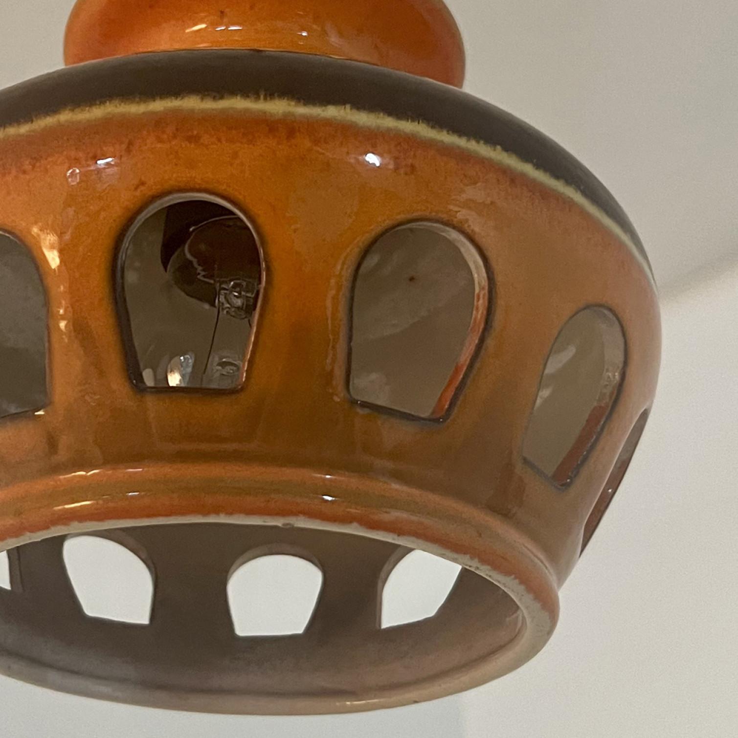 Brown Orange Glazed Ceramic Pendant Light, Deutschland, 1970er Jahre (Glasiert) im Angebot