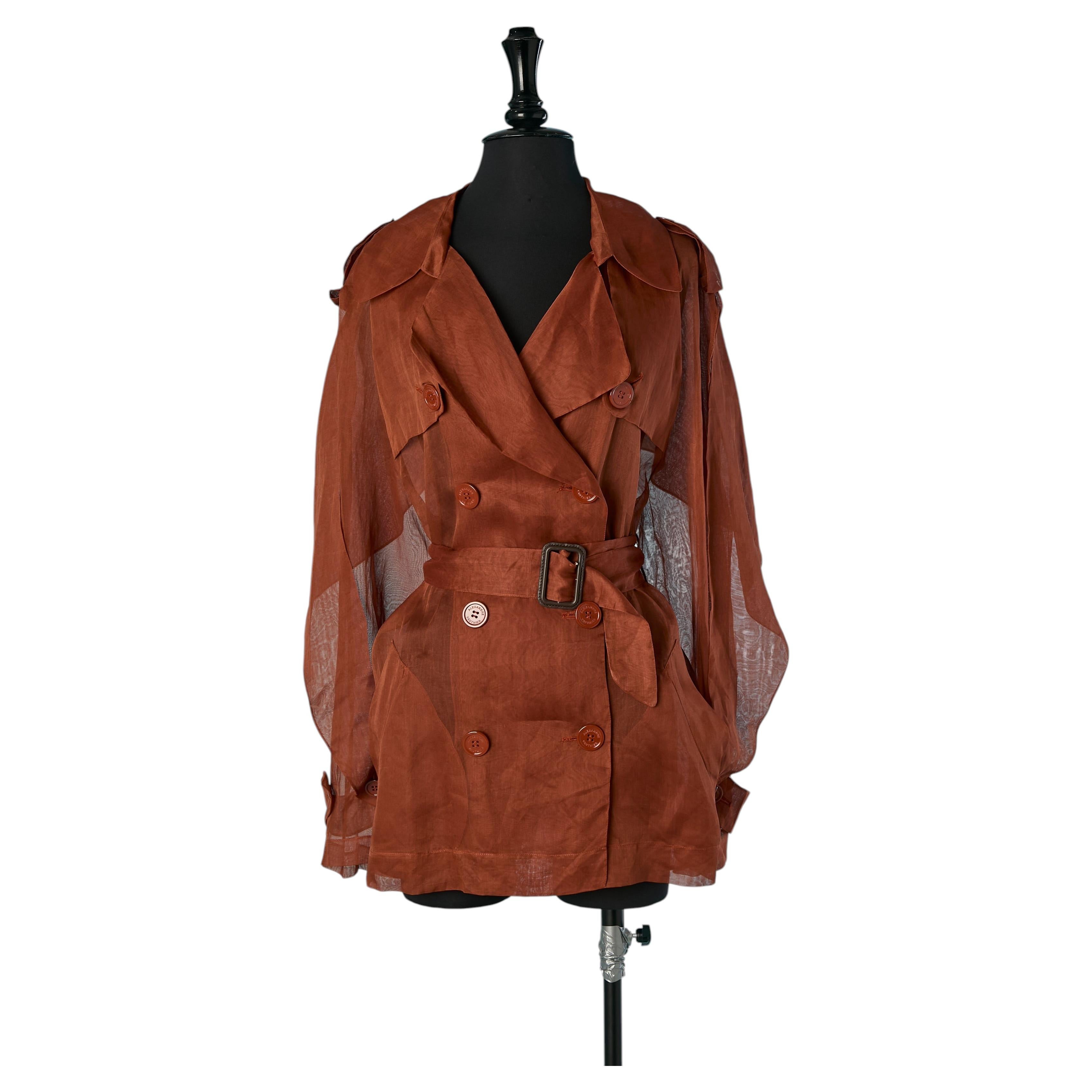 Brown organza double breasted Trench-jacket ALEXANDRE VAUTHIER