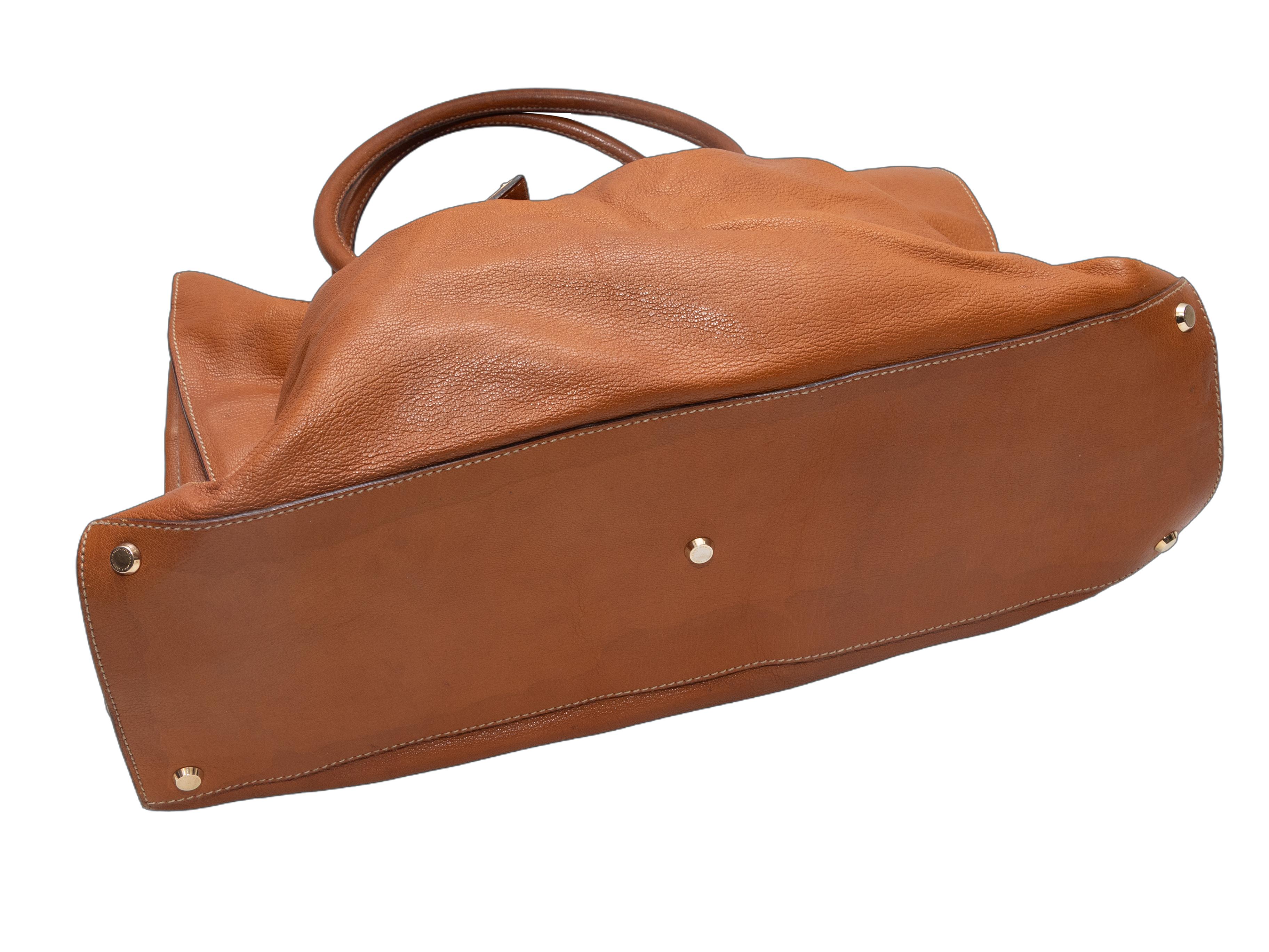 Braune Oscar De La Renta Leder-Tasche mit Tragegriff Damen im Angebot