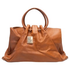 Braune Oscar De La Renta Leder-Tasche mit Tragegriff