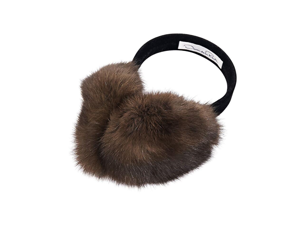 Product details:  Brown sable fur ear muffs by Oscar de la Renta.  Black headband.  11