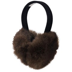 Brown Oscar de la Renta Sable Fur Ear Muffs