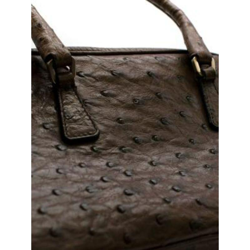 Brown Ostrich Leather Shoulder Bag For Sale 6