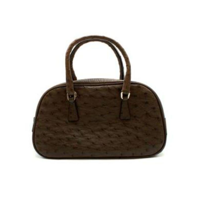 Prada Brown Ostrich Leather Shoulder Bag
 
 
 
 - Supple brown ostrich leather body 
 
 - All over dot pattern 
 
 - Rolled leather top handles 
 
 - Removable shoulder strap 
 
 - Top zip fastening 
 
 - Fully lined with brown satin
 
 - Interior