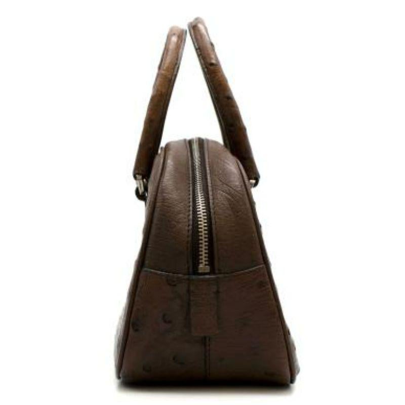 Brown Ostrich Leather Shoulder Bag For Sale 1