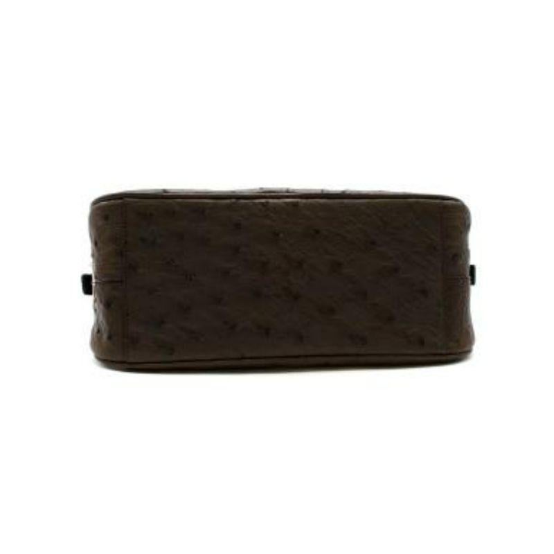 Brown Ostrich Leather Shoulder Bag For Sale 2