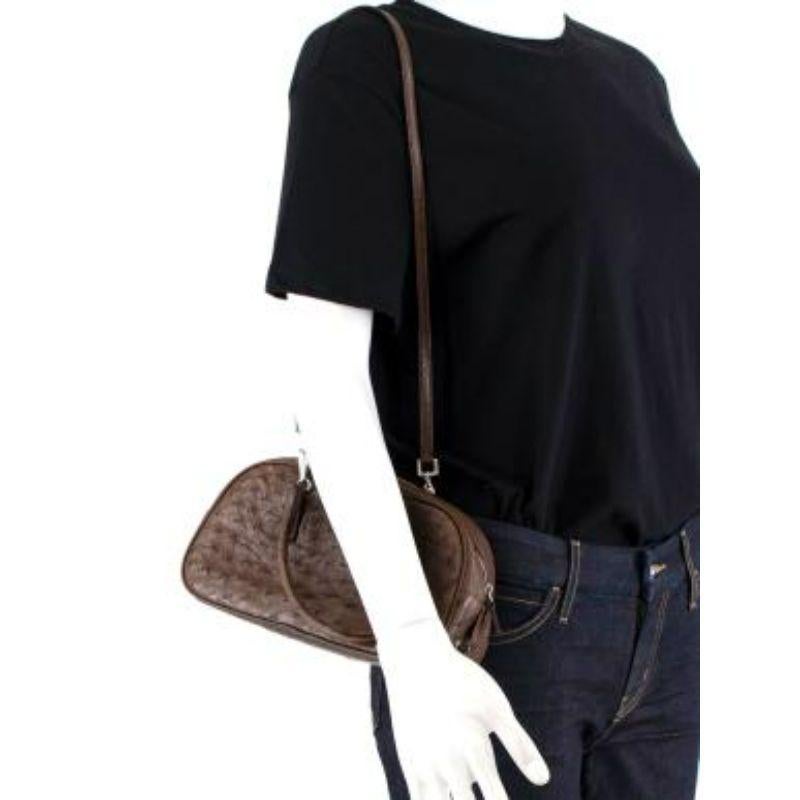 Brown Ostrich Leather Shoulder Bag For Sale 3