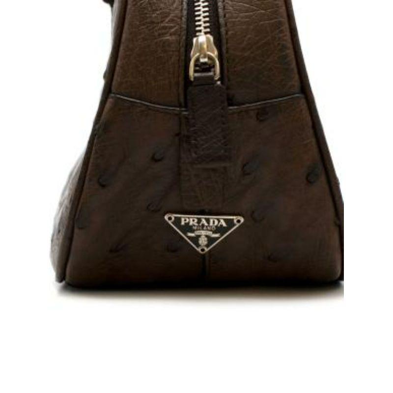 Brown Ostrich Leather Shoulder Bag For Sale 4