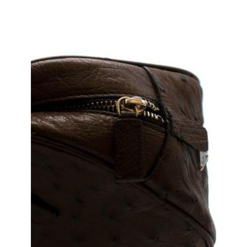 Brown Ostrich Leather Shoulder Bag For Sale 5