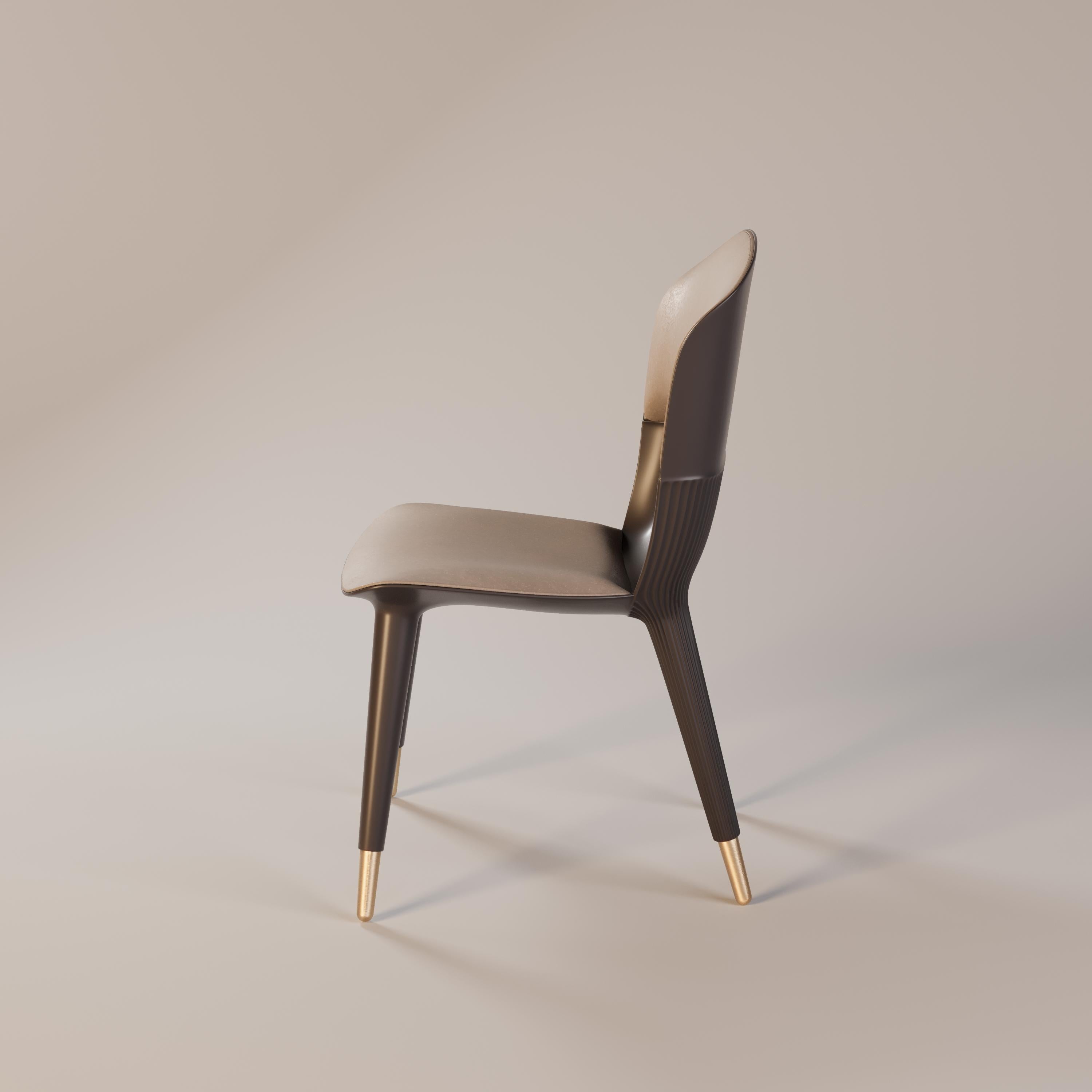 Portugais Chaise de salle à manger d'extérieur avec revêtement en cuir Brown en vente