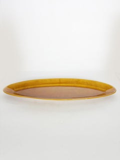 Brown Oval Ceramic Dish, France, 1970s