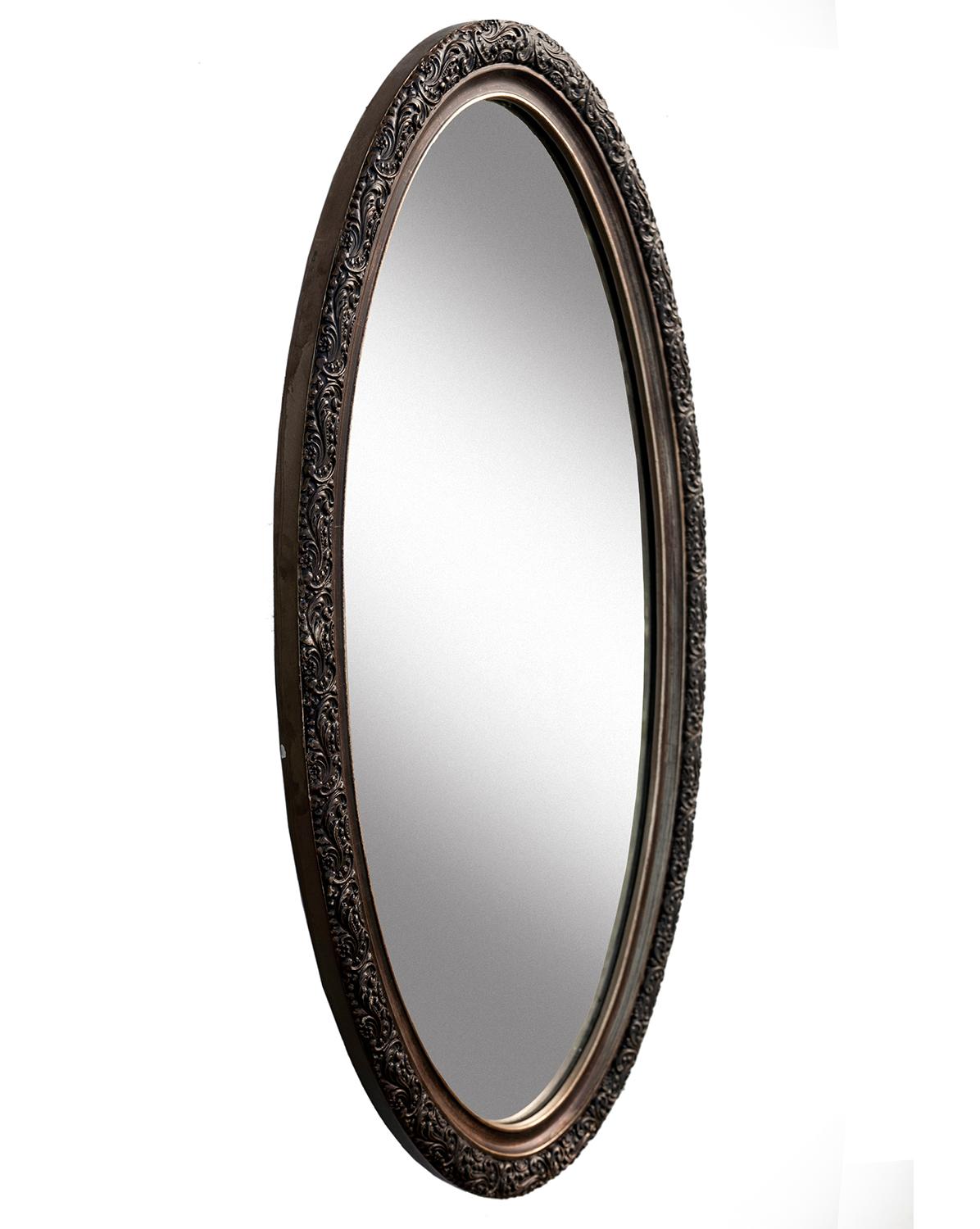 Dark Gold & Brown Vintage Oval Mirror  In Good Condition For Sale In Malibu, CA