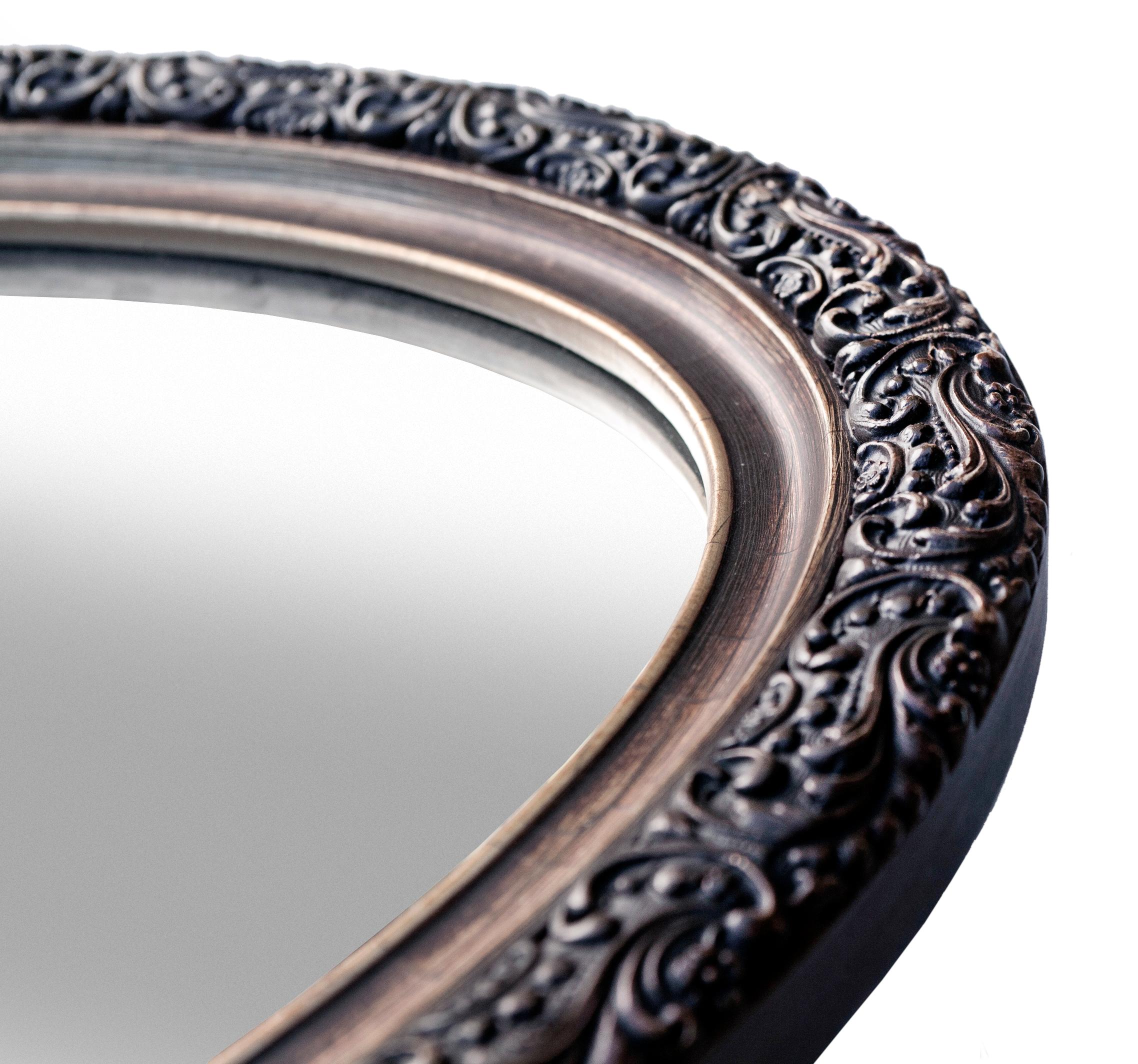Resin Dark Gold & Brown Vintage Oval Mirror  For Sale