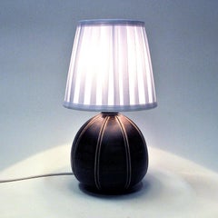 Braune ovale Keramik-Tischlampe von Rörstrand Schweden 1940er Jahre