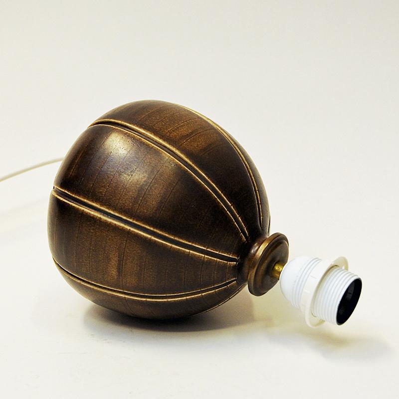 Brown Oval Shaped Ceramic Table Lamp by Rörstrand, Sweden, 1940s 1