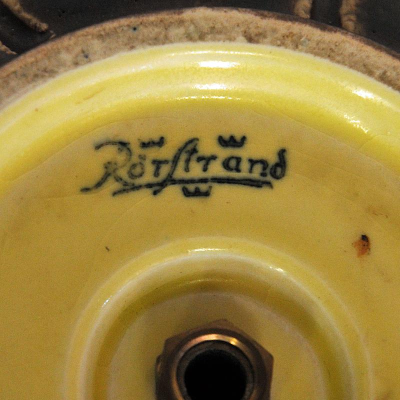 Brown Oval Shaped Ceramic Table Lamp by Rörstrand, Sweden, 1940s 3