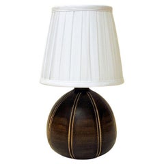Brown Oval Shaped Ceramic Table Lamp by Rörstrand, Sweden, 1940s