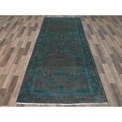 Brown Overdyed Vintage Persian Bibikabad Clean Pure Wool Hand Knotted Rug