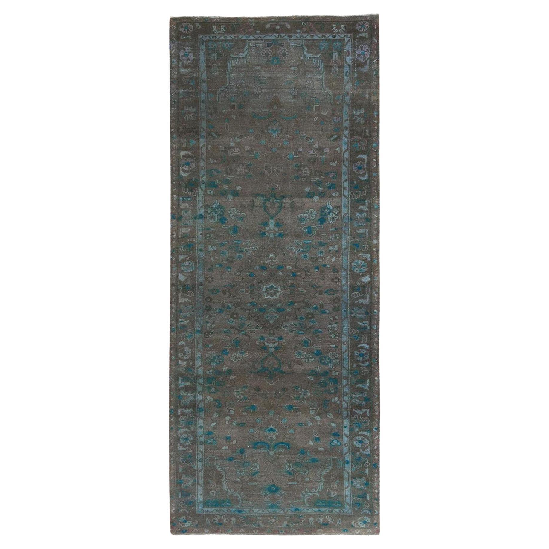 Tapis persan Bibikabad vintage marron surteint en pure laine pure nouée à la main