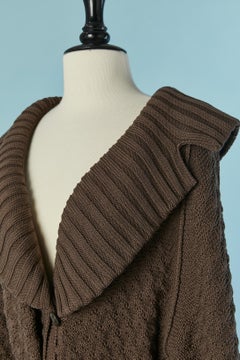 Brown oversize cardigan with threads embroidery on the belt Sonia Rykiel