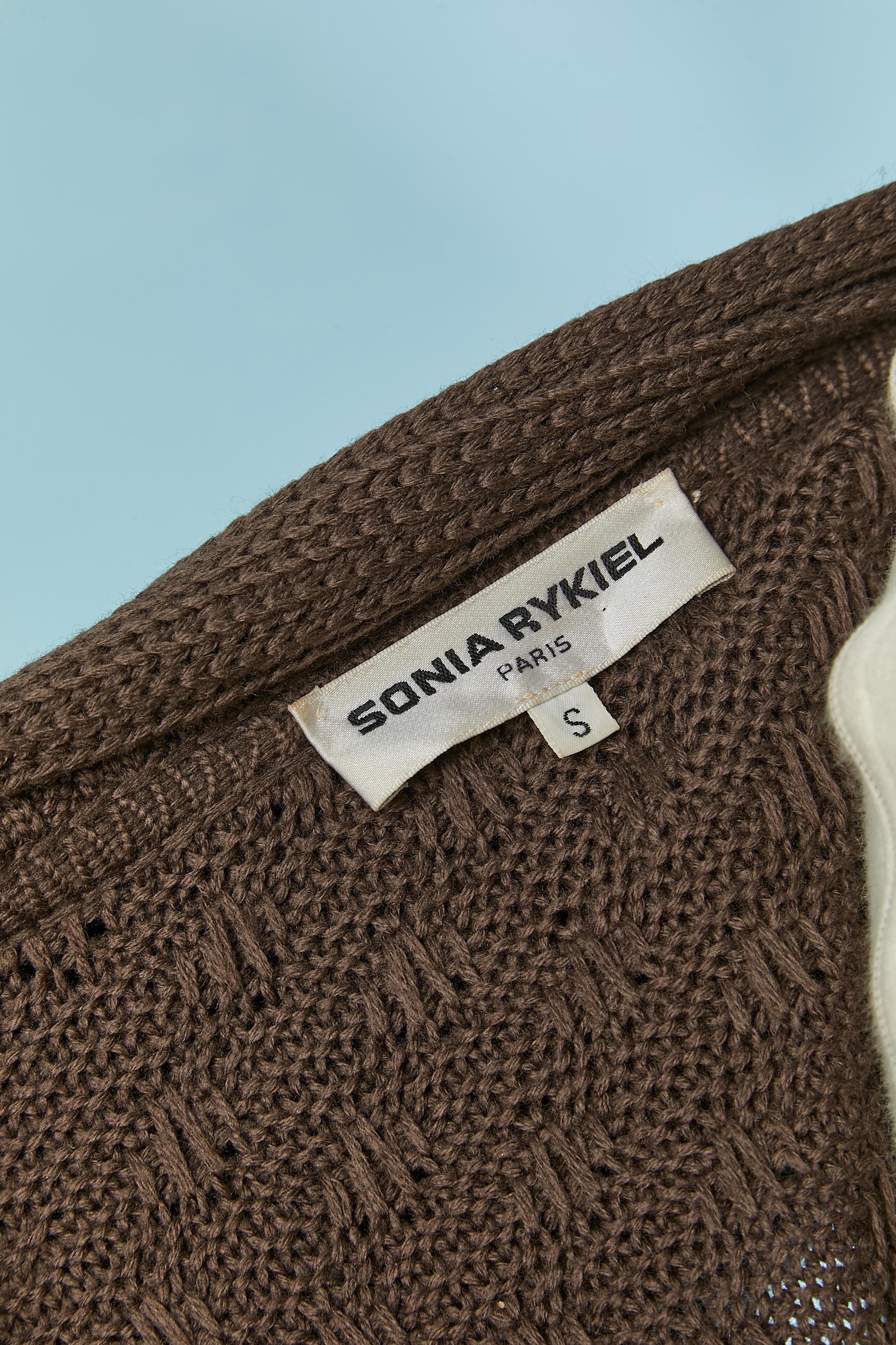Brown oversize cardigan with threads embroidery on the belt Sonia Rykiel For Sale 2