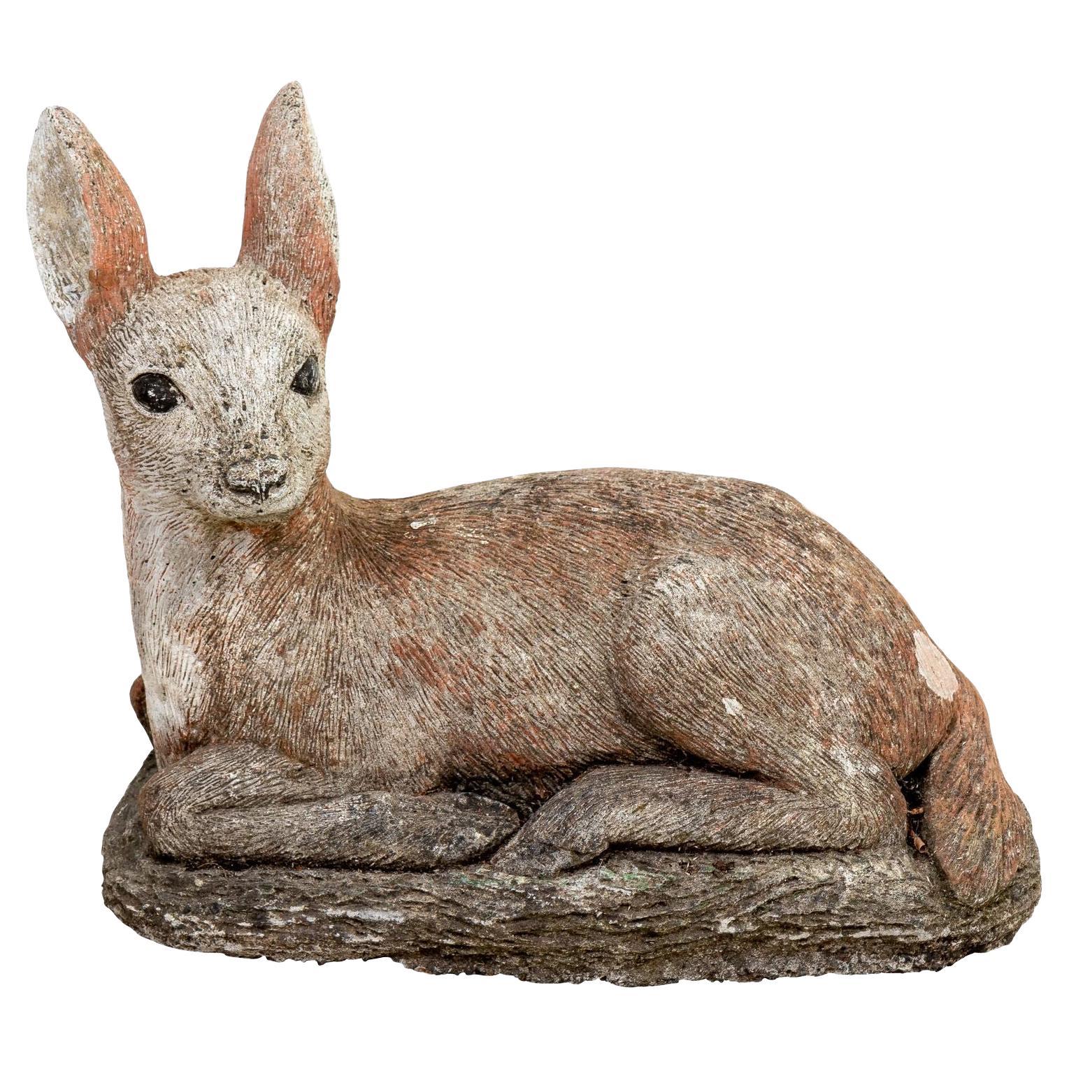 Brown Painted Doe or Deer Garden Ornament For Sale