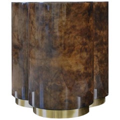 Brown Parchment Goatskin Side Table