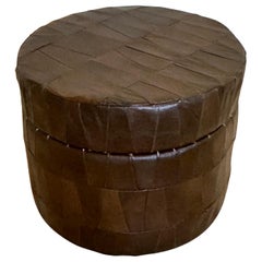 Patchwork brun de sede ottoman et rangement , suisse années 70