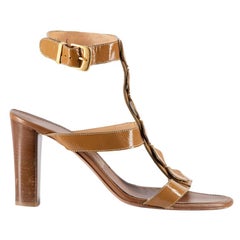 Sandales à talons en diamant verni Brown Taille US 10.5
