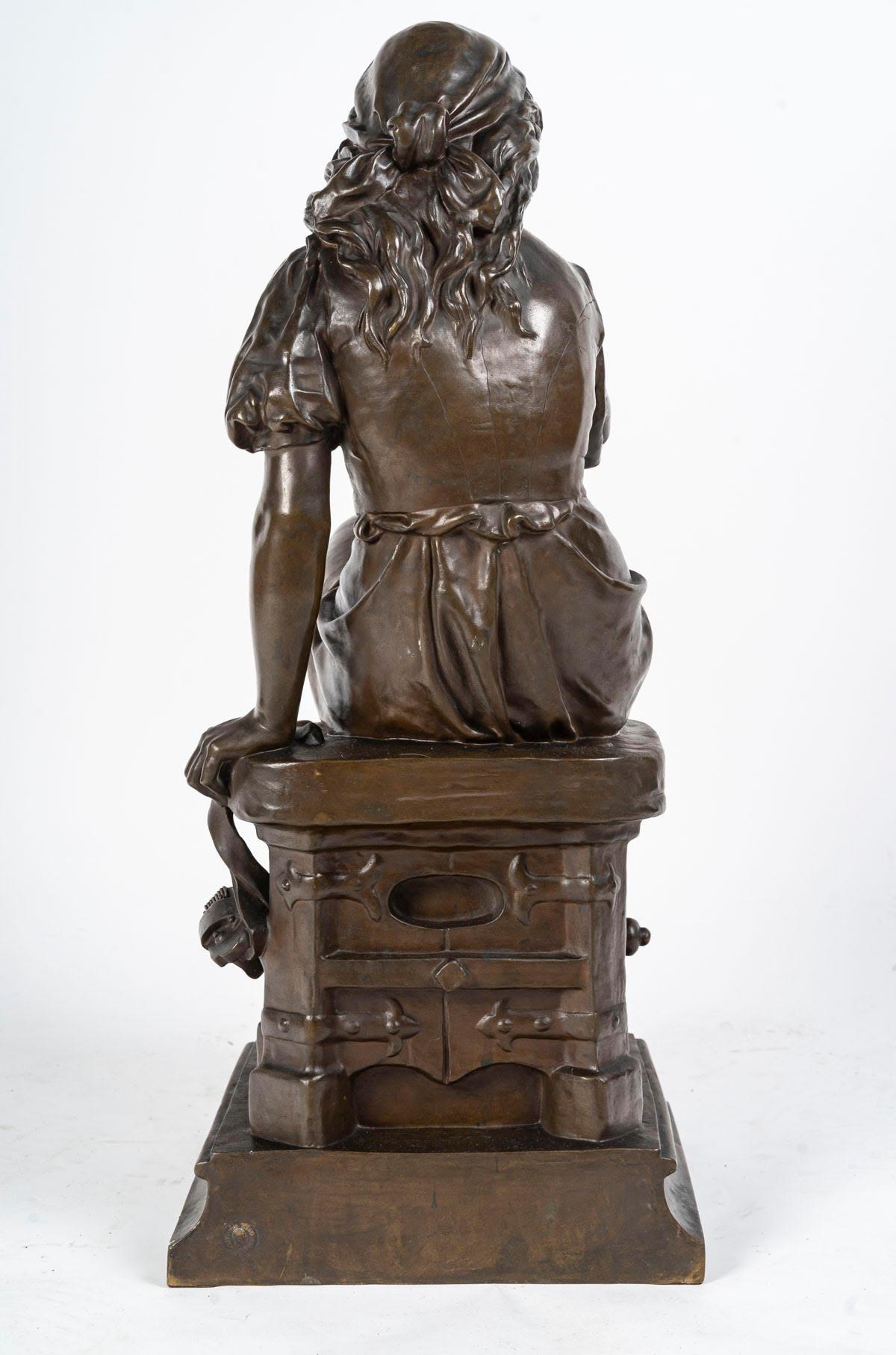 Sculture in bronzo con patina marrone di Eugène Antoine Aizelin, periodo Napoleone III. in vendita 4
