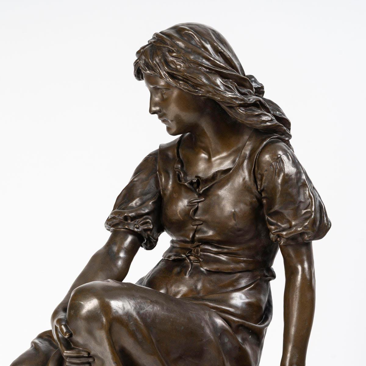 Sculture in bronzo con patina marrone di Eugène Antoine Aizelin, XIX secolo, periodo Napoleone III.

Sculture del XIX secolo, periodo Napoleone III, bronzo con patina marrone di Eugène Antoine Aizelin, con il titolo Mignon, fuse da Barbedienne.
H.