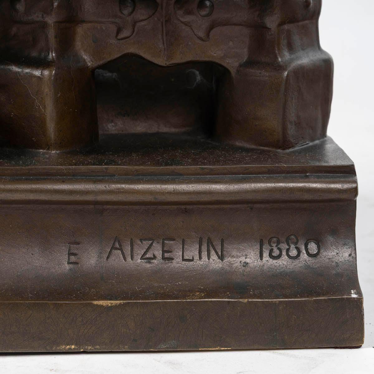 Patinato Sculture in bronzo con patina marrone di Eugène Antoine Aizelin, periodo Napoleone III. in vendita