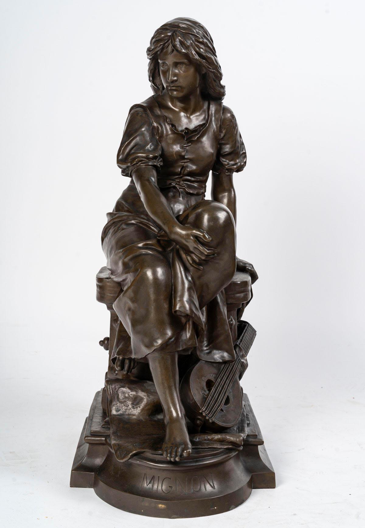 Sculture in bronzo con patina marrone di Eugène Antoine Aizelin, periodo Napoleone III. In condizioni buone in vendita a Saint-Ouen, FR