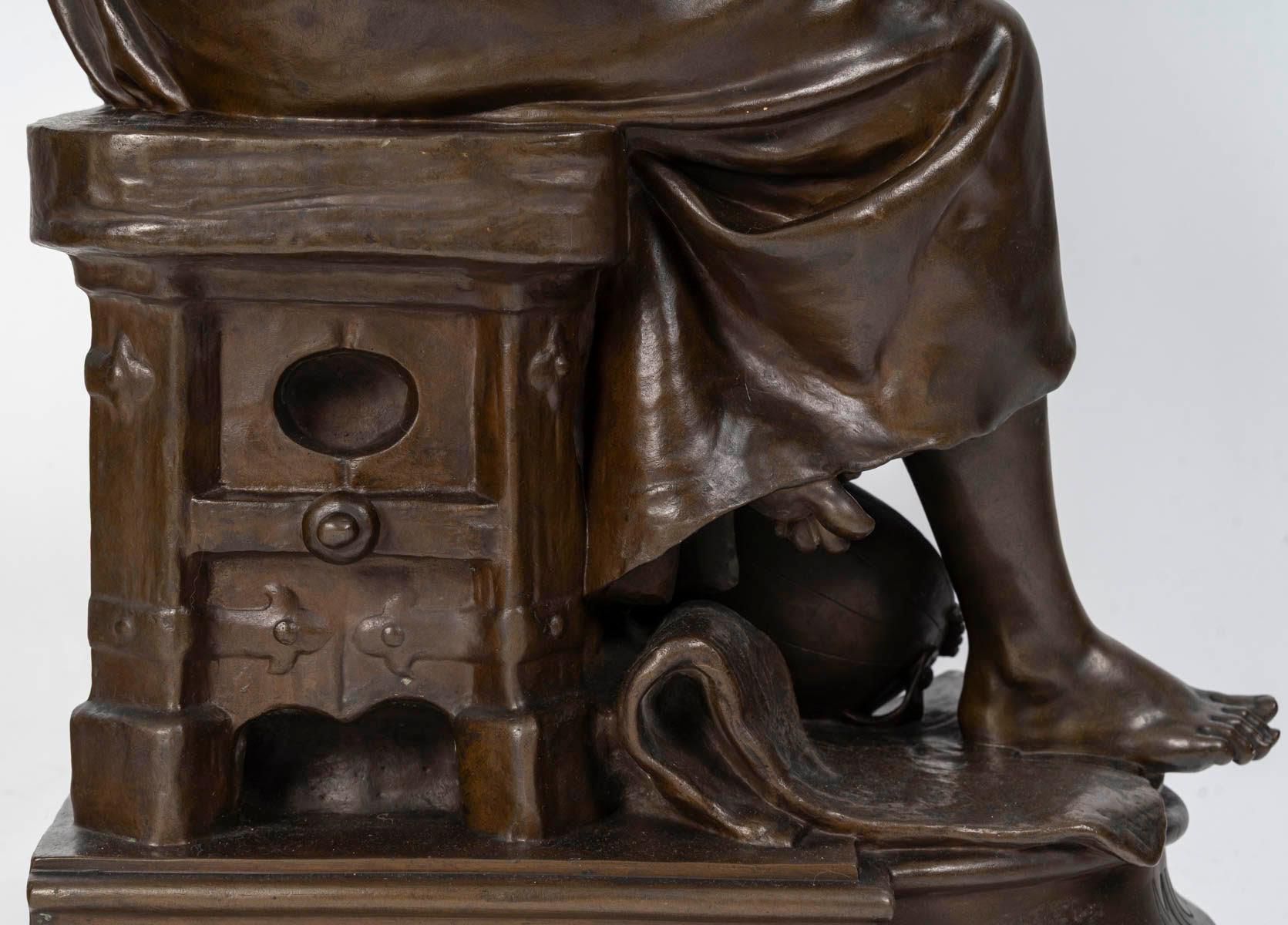 Sculture in bronzo con patina marrone di Eugène Antoine Aizelin, periodo Napoleone III. in vendita 2