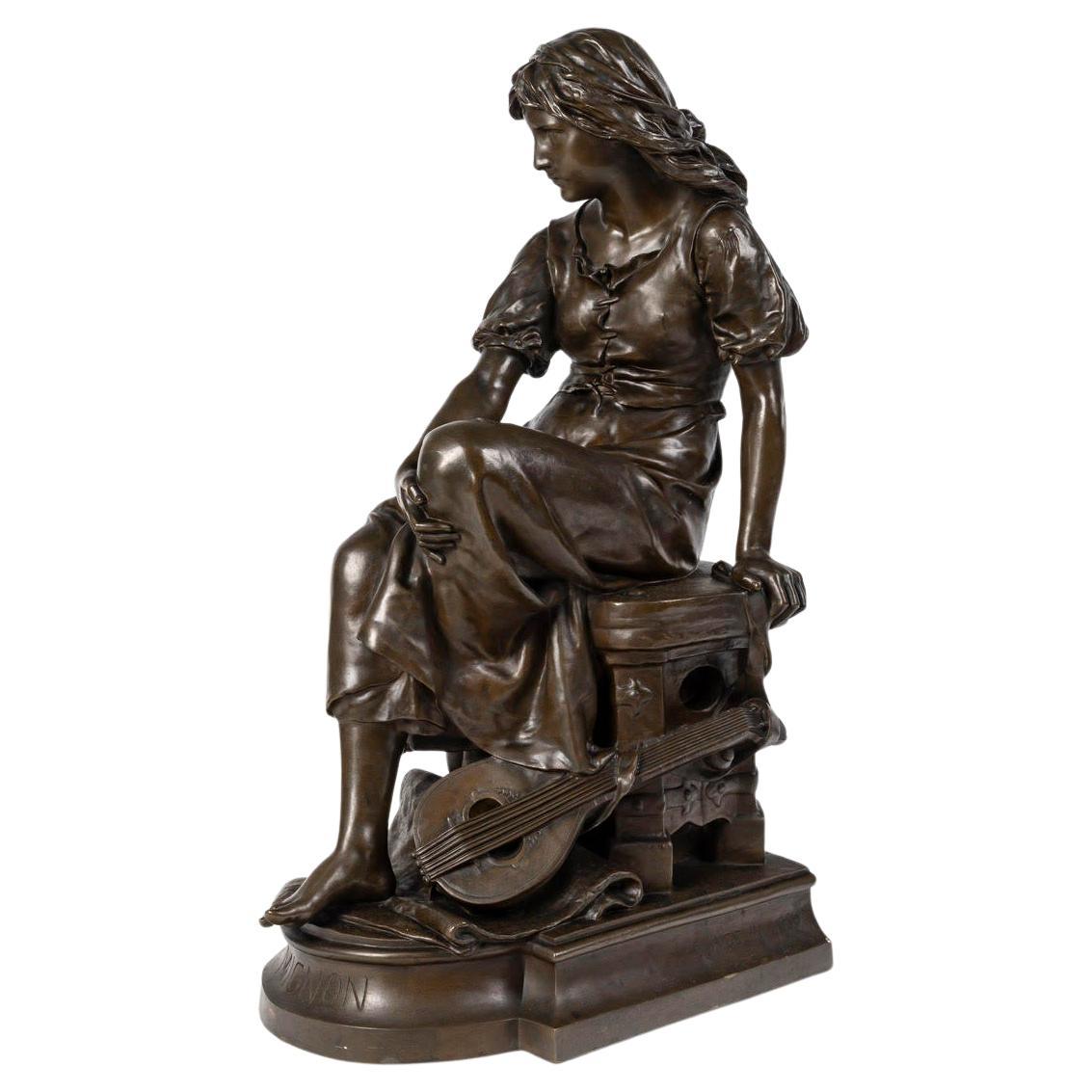 Brown Patina Bronze Sculptures by Eugène Antoine Aizelin, Napoleon III Period.