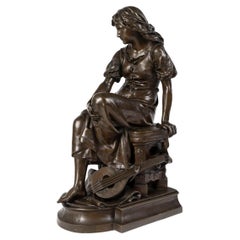 Brown Patina Bronze Sculptures by Eugène Antoine Aizelin, Napoleon III Period.