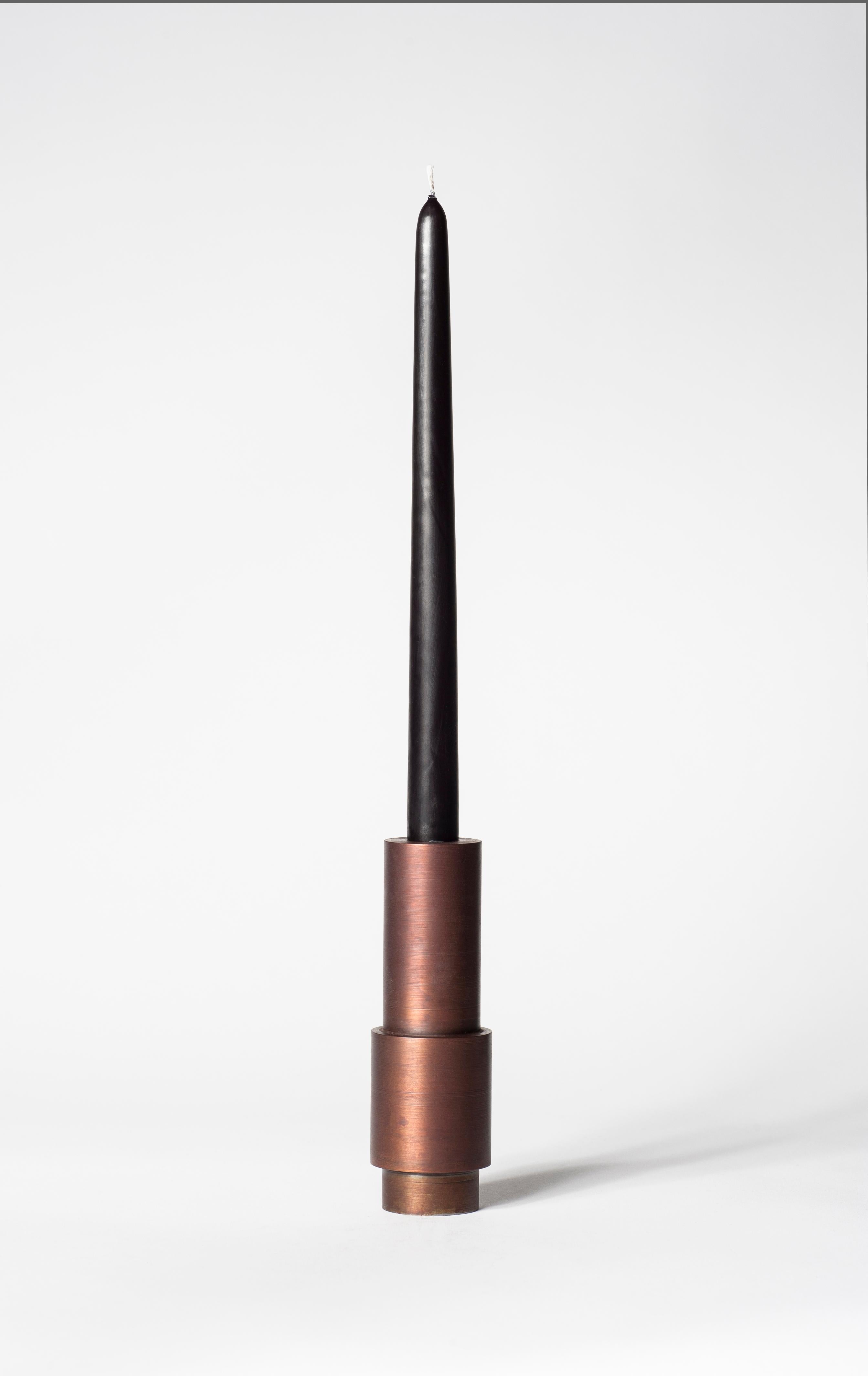 Modern Brown Patina Steel Candlestick by Lukasz Friedrich For Sale