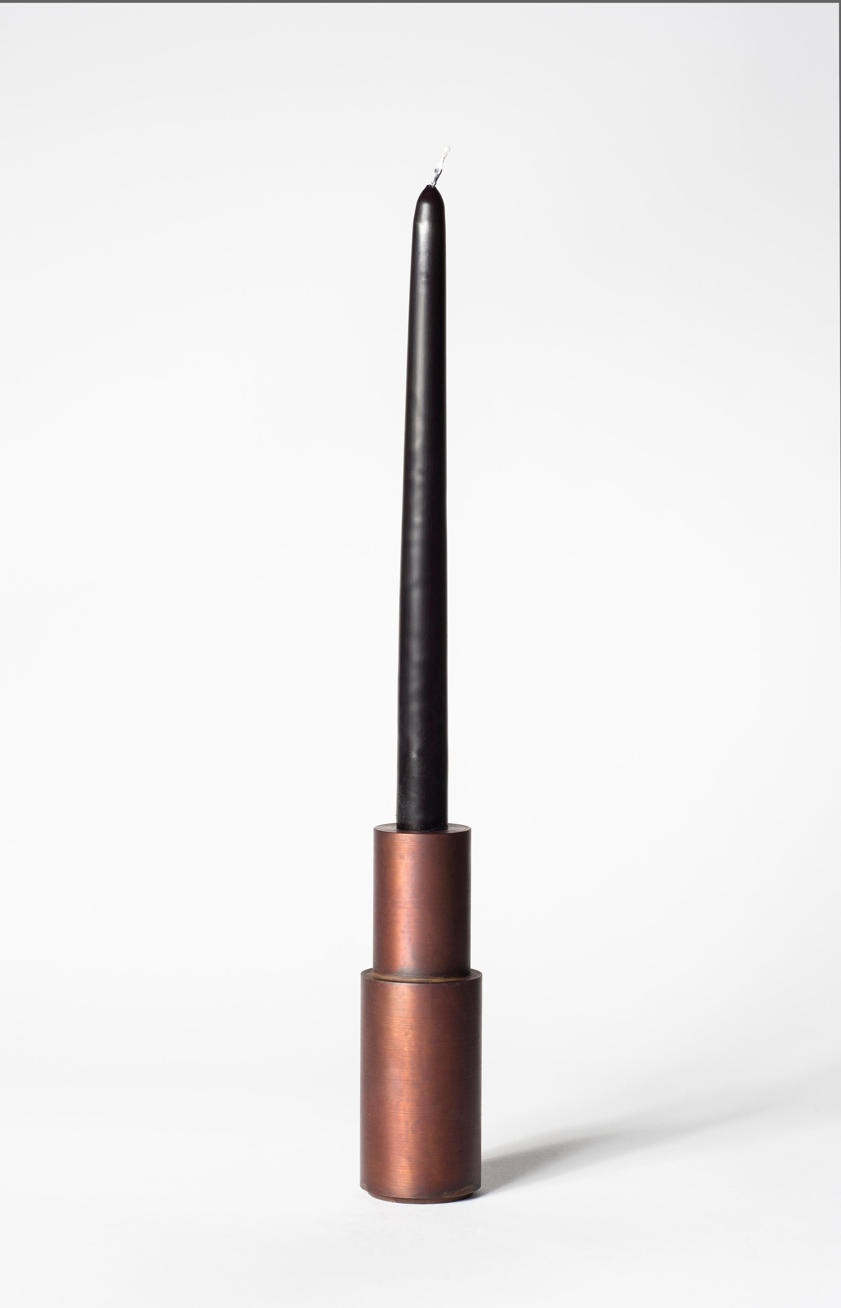 Brown Patina Steel Candlestick by Lukasz Friedrich In New Condition For Sale In Geneve, CH