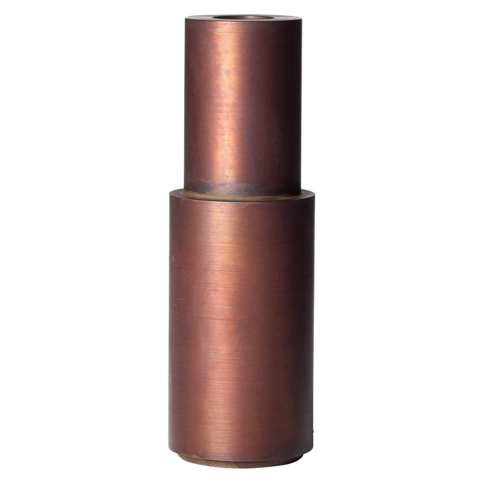 Brown Patina Steel Candlestick by Lukasz Friedrich