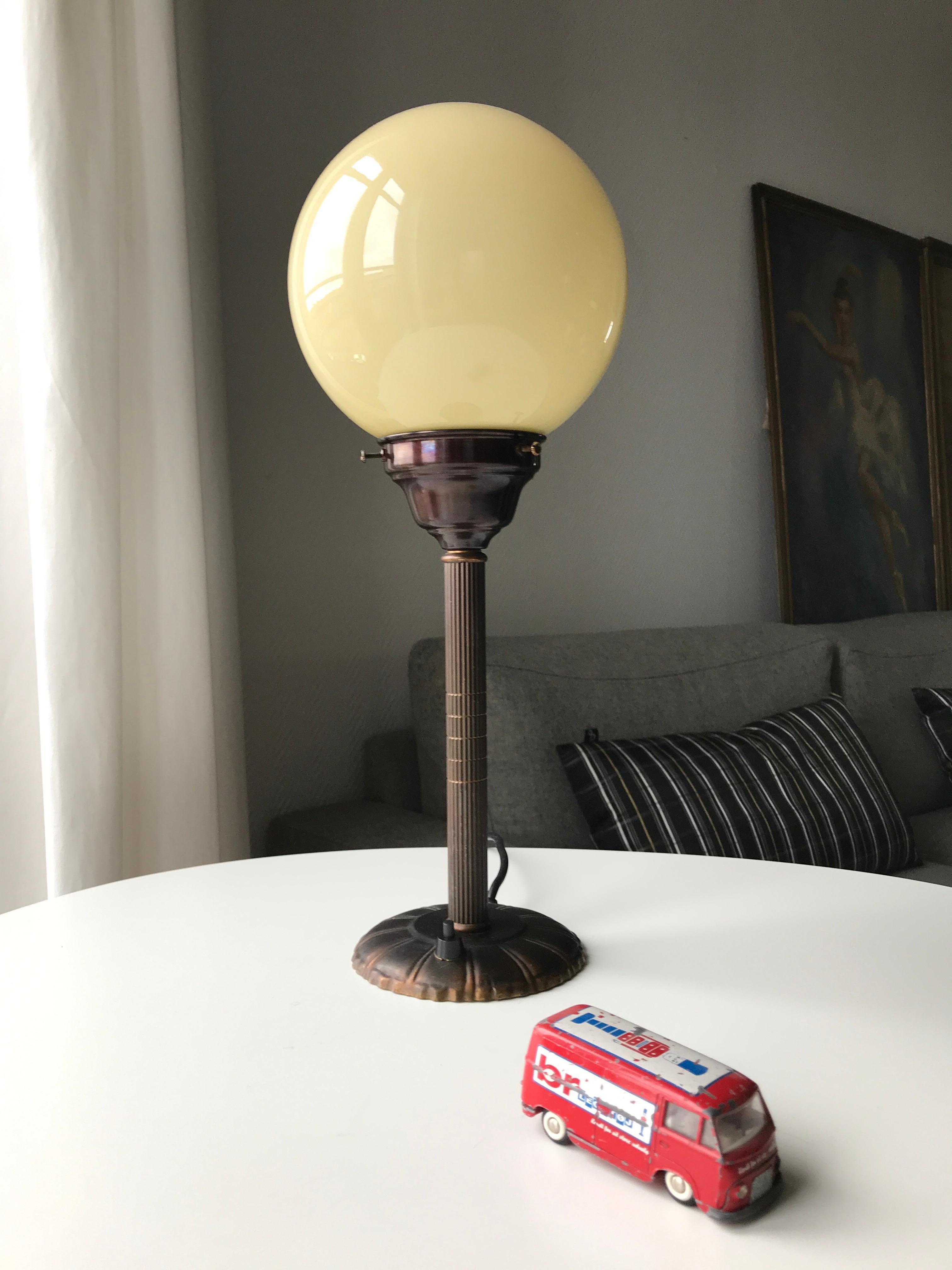 Brown Patinated Art Deco Table Lamp For Sale 4