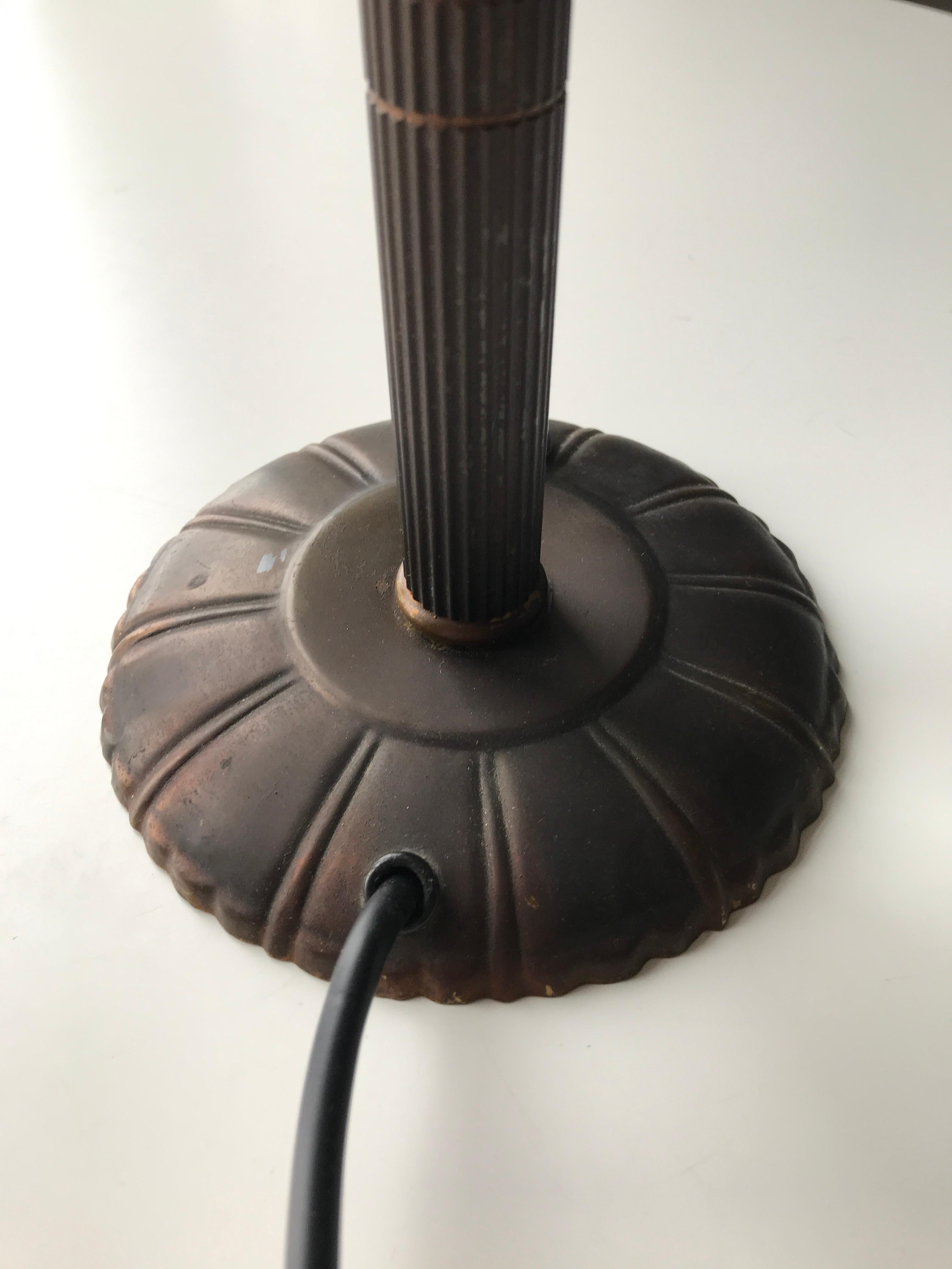 Brown Patinated Art Deco Table Lamp For Sale 1
