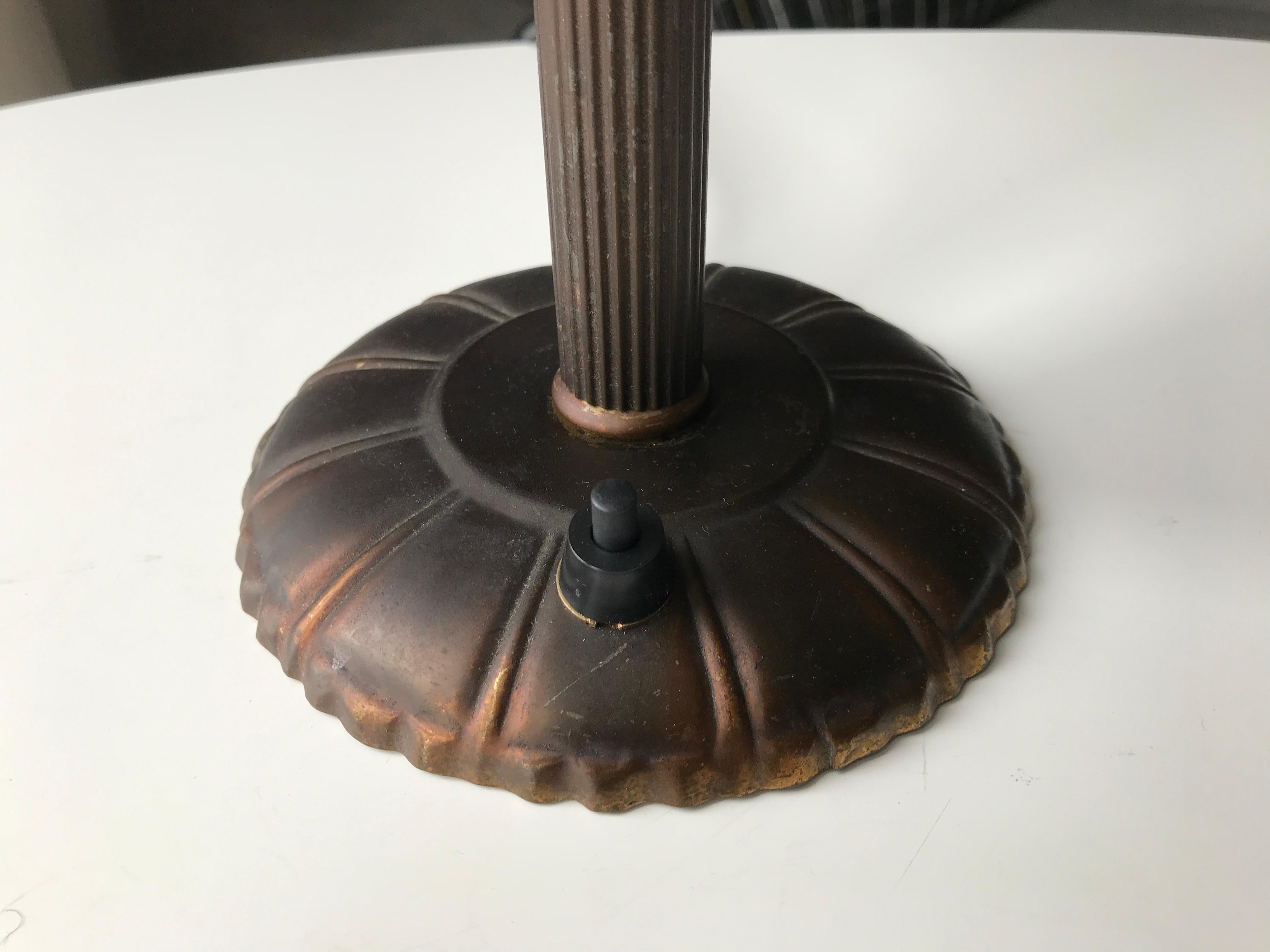 Brown Patinated Art Deco Table Lamp For Sale 2