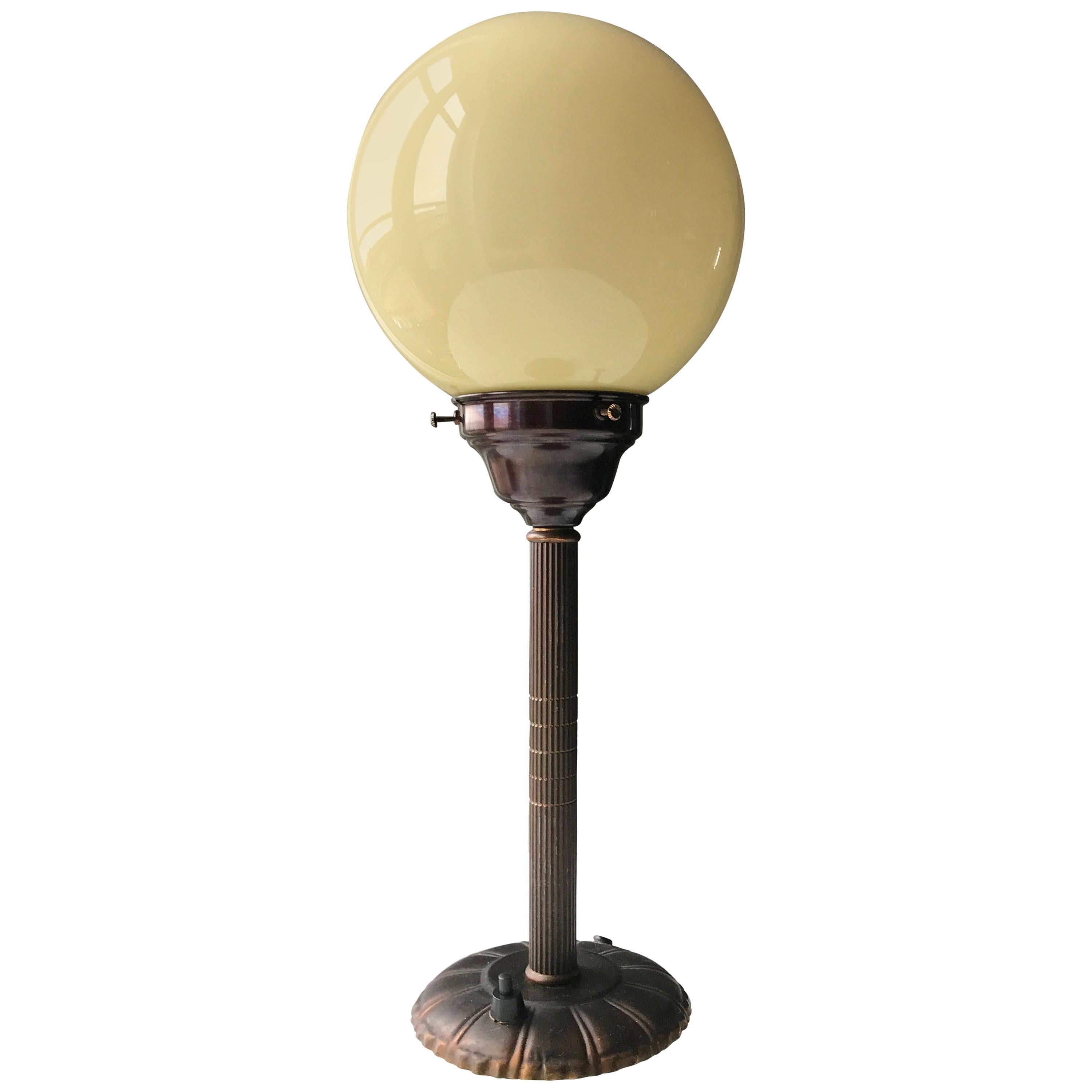 Brown Patinated Art Deco Table Lamp For Sale