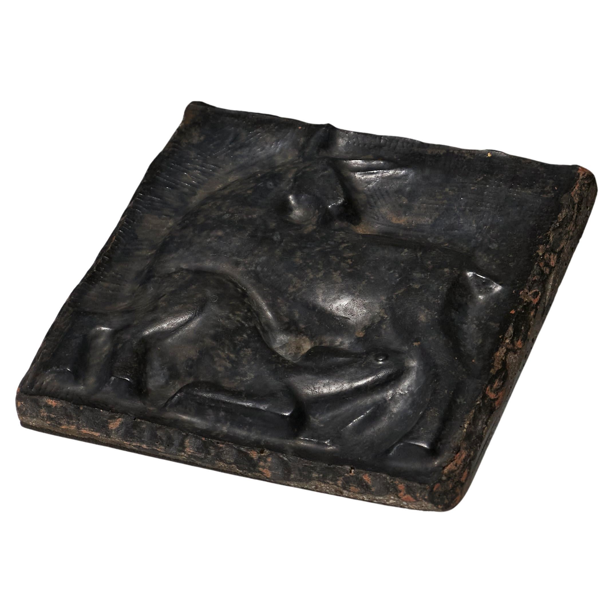Braun-patinierte Schoßtafel von Jean & Joël Martel, 1930er Jahre im Angebot