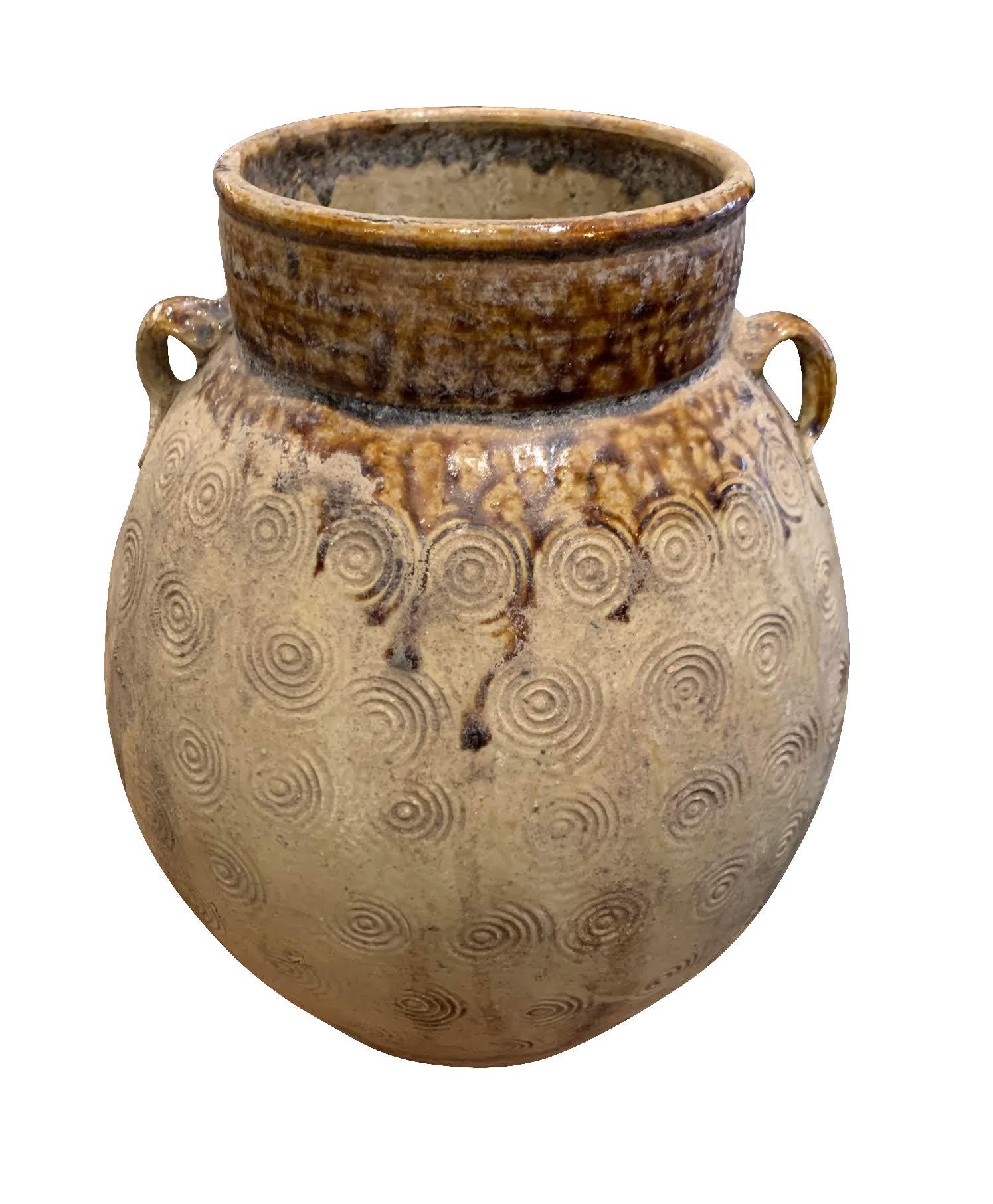 Brown Patterned Ceramic Vase, China, 19th Century For Sale 2