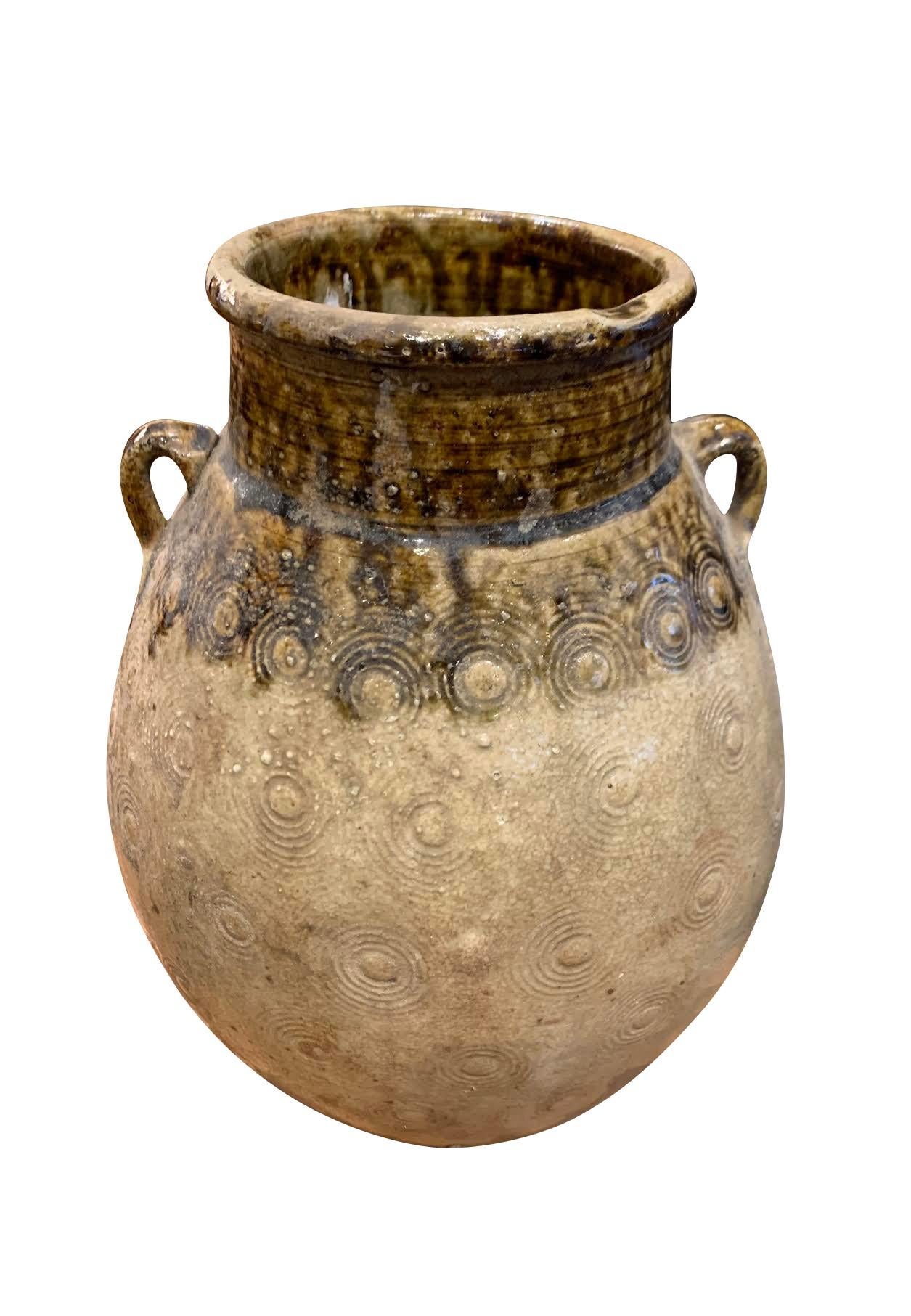 Brown Patterned Ceramic Vase, China, 19th Century For Sale 4