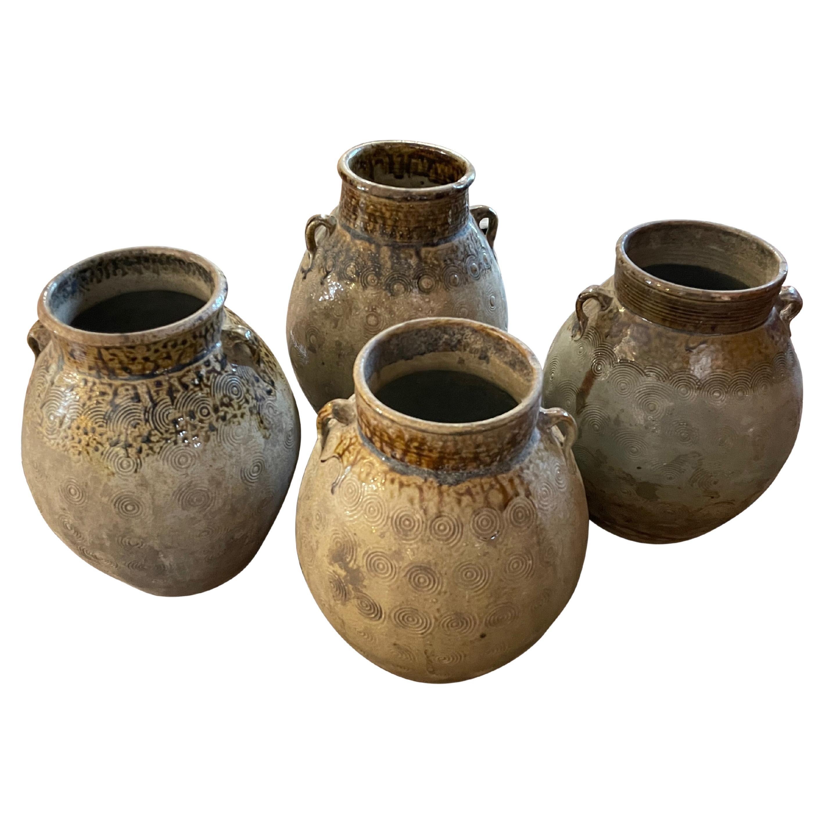 Brown Patterned Ceramic Vase, China, 19th Century