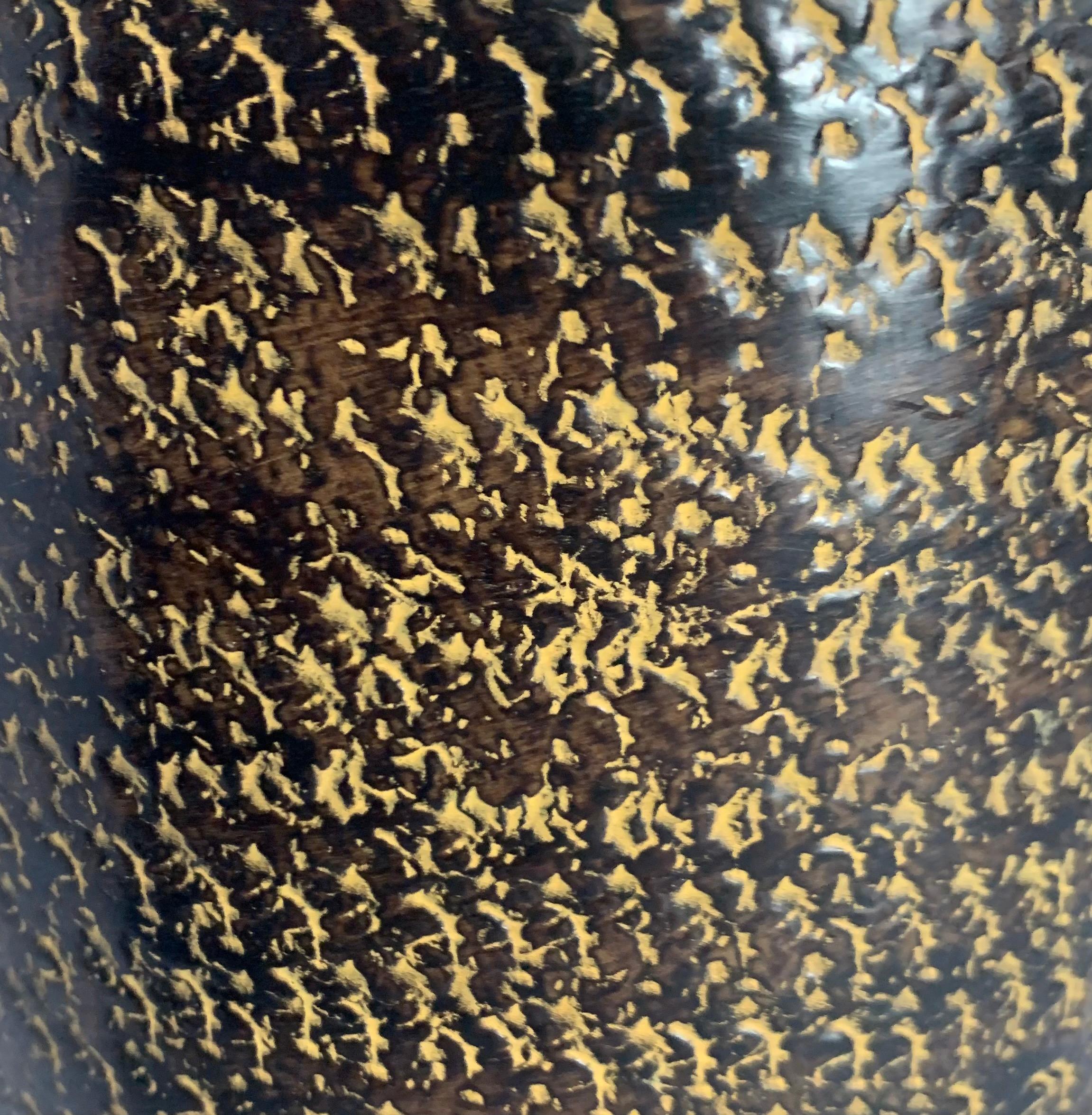 Brown Patterned Metal Vase, India, Contemporary For Sale 1