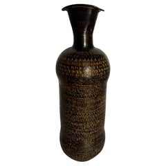 Brown Patterned Metal Vase, India, Contemporary